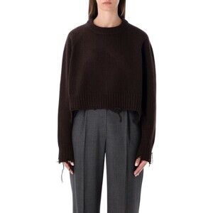Low Classic Damaged Wool Blend Cropped Pullover Brown - NWT